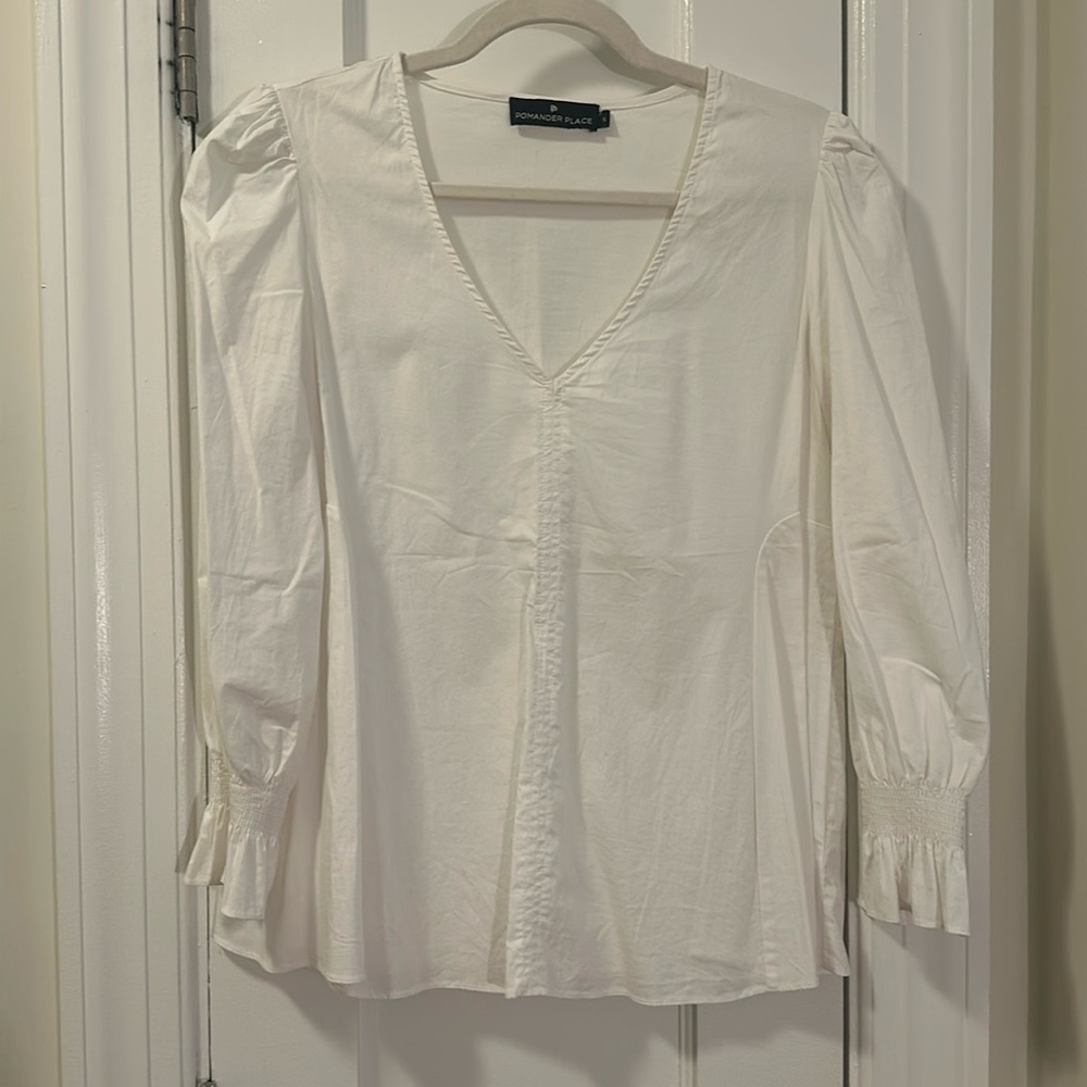 Pomander Place (Tuckernuck) White Poplin Blouse